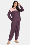 Rosaline Waffle Knit Cotton Sweatshirt - Italian Plum — thumbnail 4